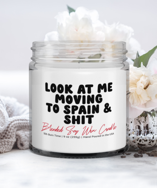 Moving to Spain Moving Away Housewarming Funny Scented Candle, Vanilla Cozy Candle, Unique Gag Idea, Him Her