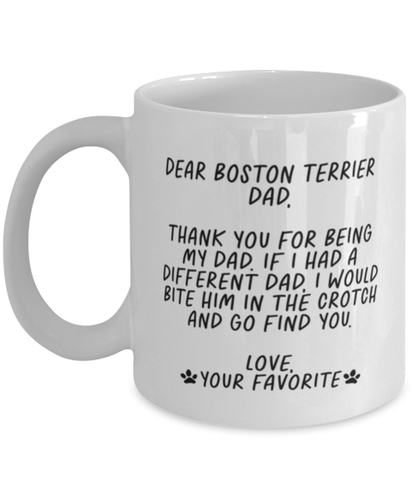 Boston Terrier Dad Funny Coffee Mug, Cup, Unique Gag Idea, Him Her