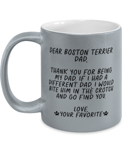 Boston Terrier Dad Funny Coffee Mug, Cup, Unique Gag Idea, Him Her