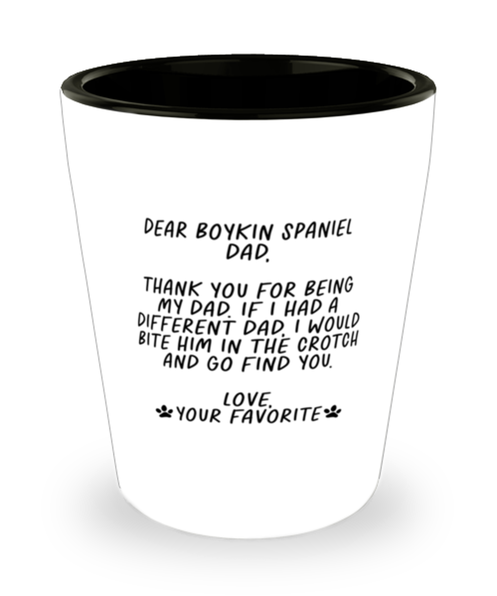 Boykin Spaniel Dad Funny Shot Glass, Shotglass, Unique Gag Idea, Him Her