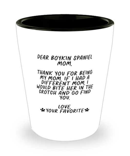 Boykin Spaniel Mom Funny Shot Glass, Shotglass, Unique Gag Idea, Him Her