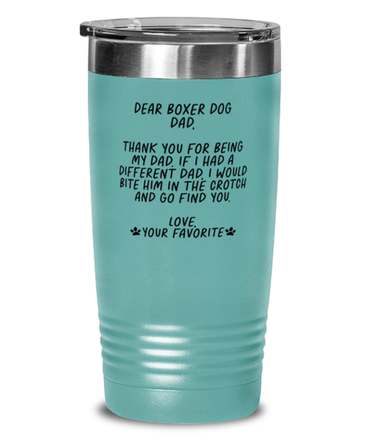 Boxer Dog Dad Funny Tumbler, Coffee Cup, Travel Mug, Unique Gag Idea, Him Her