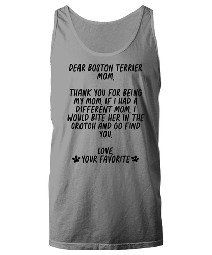 Boston Terrier Mom Funny Tank Top, Unisex, Tank Shirt, Unique Gag Idea, Him Her