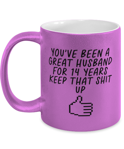 14th Anniversary 14 Year Husband Funny Coffee Mug, Cup, Unique Gag Idea, Him Her