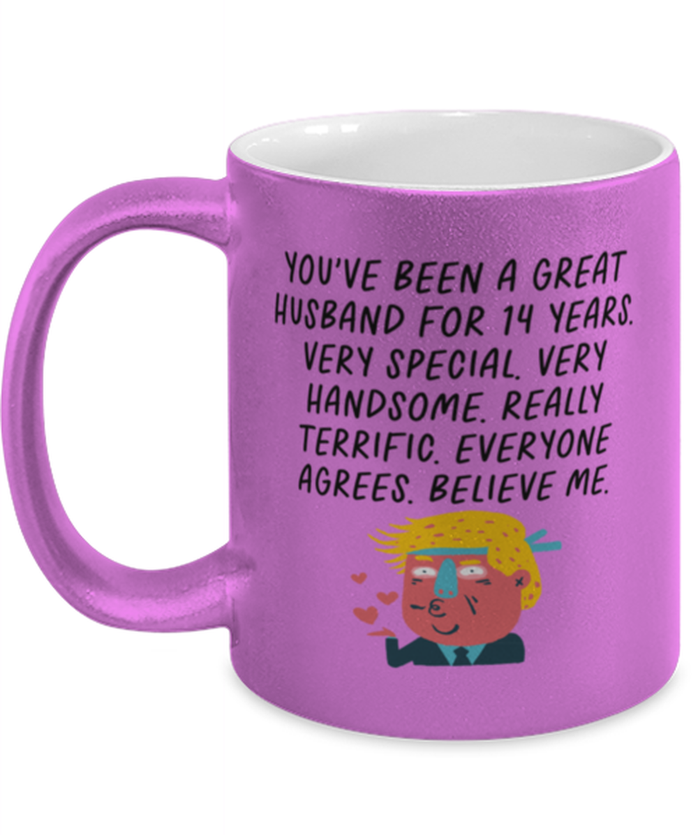 14th Anniversary 14 Year Husband Funny Coffee Mug, Cup, Unique Gag Idea, Him Her