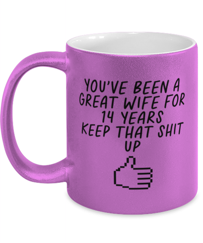 14th Anniversary 14 Year Wife Funny Coffee Mug, Cup, Unique Gag Idea, Him Her