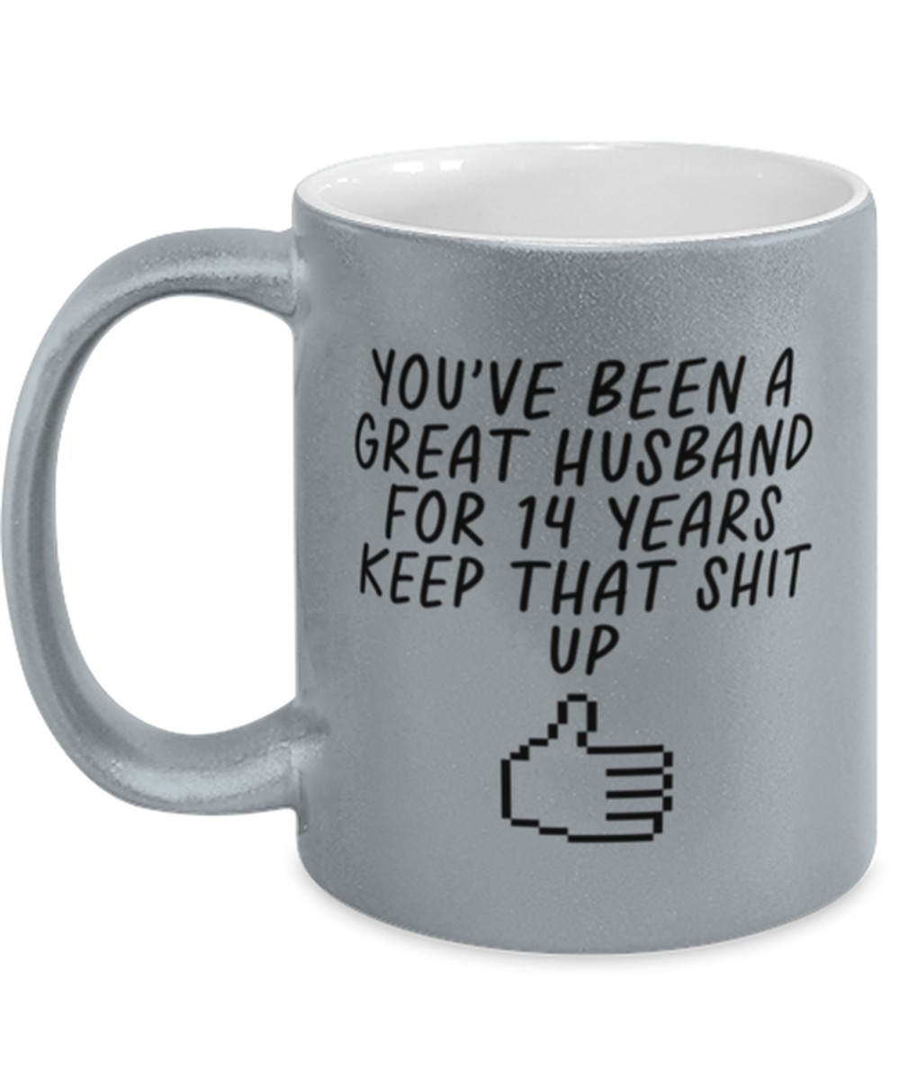 14th Anniversary 14 Year Husband Funny Coffee Mug, Cup, Unique Gag Idea, Him Her