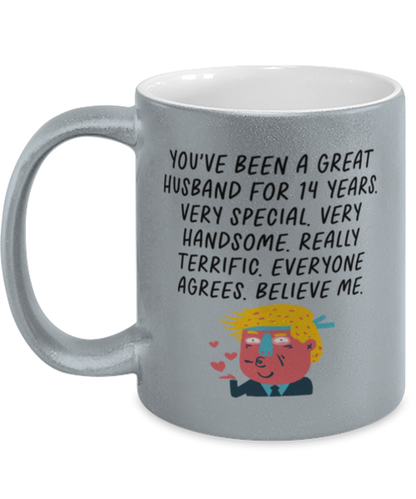 14th Anniversary 14 Year Husband Funny Coffee Mug, Cup, Unique Gag Idea, Him Her