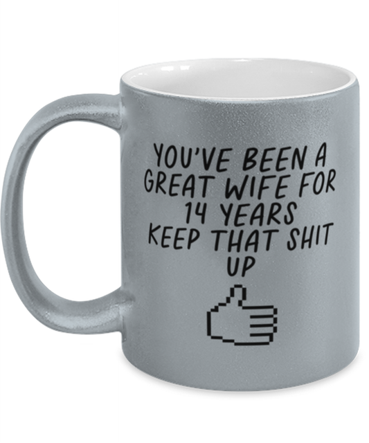 14th Anniversary 14 Year Wife Funny Coffee Mug, Cup, Unique Gag Idea, Him Her