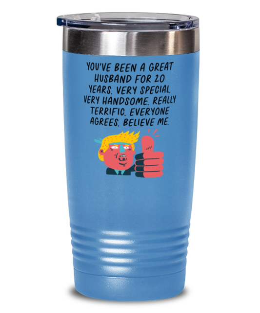 20th Anniversary 20 Year Husband Funny Travel Mug, Tumbler Coffee Cup, Unique Gag Idea, Him Her