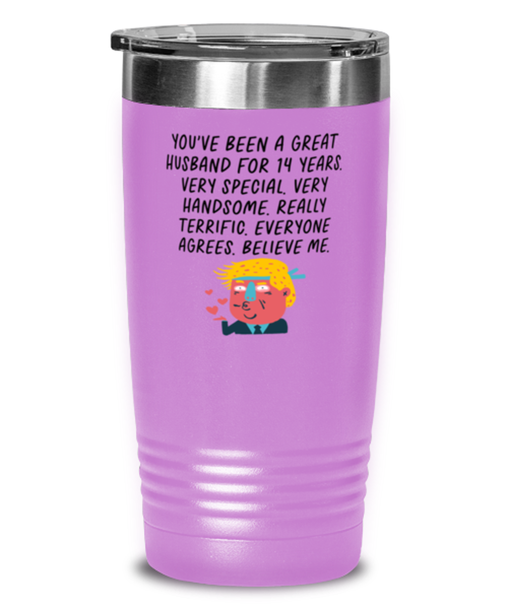 14th Anniversary 14 Year Husband Funny Travel Mug, Tumbler Coffee Cup, Unique Gag Idea, Him Her