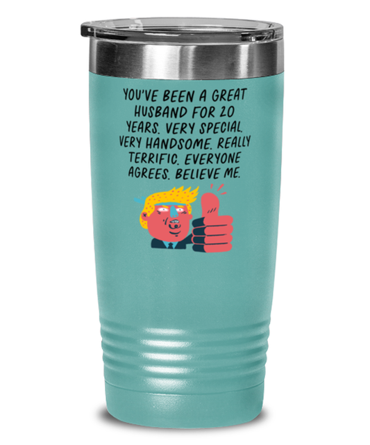 20th Anniversary 20 Year Husband Funny Travel Mug, Tumbler Coffee Cup, Unique Gag Idea, Him Her