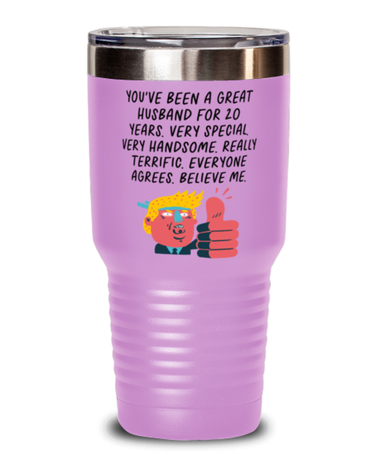 20th Anniversary 20 Year Husband Funny Travel Mug, Tumbler Coffee Cup, Unique Gag Idea, Him Her