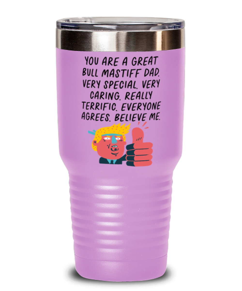 Bull Mastiff Dad Funny Travel Mug, Tumbler Coffee Cup, Unique Gag Idea, Him Her