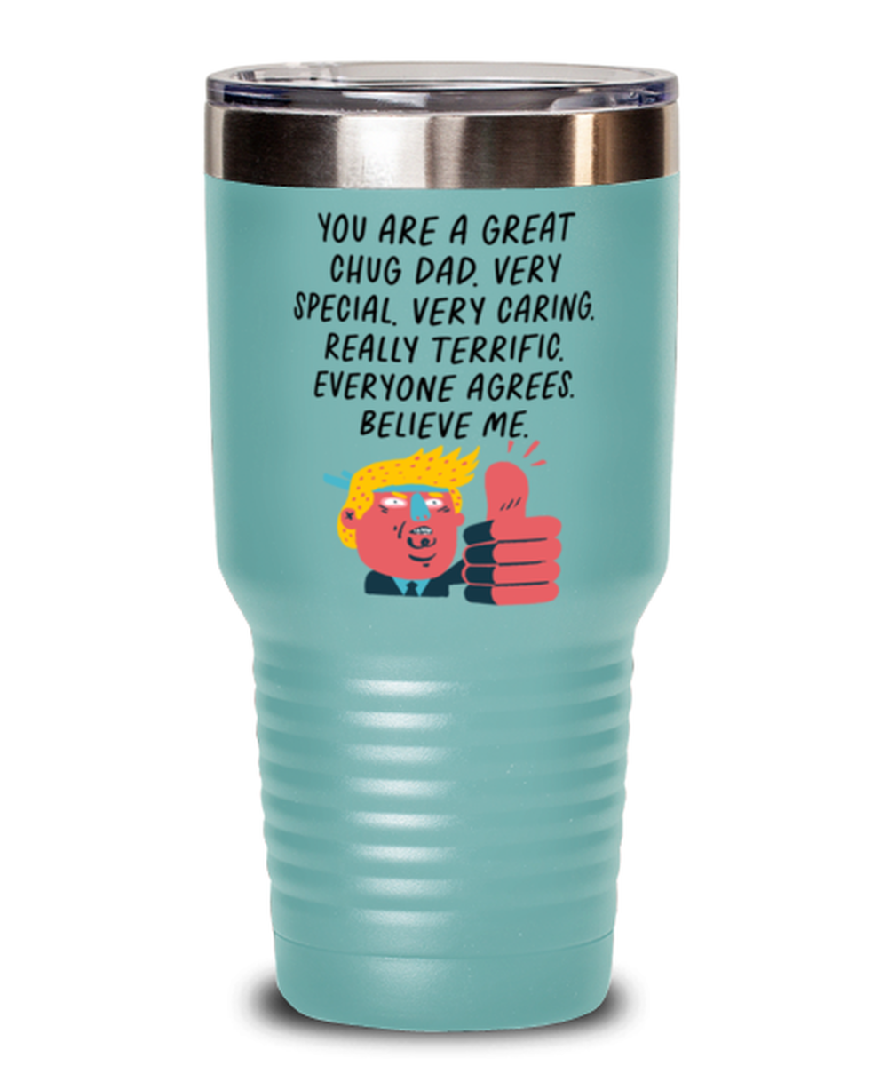 Chug Dad Funny Travel Mug, Tumbler Coffee Cup, Unique Gag Idea, Him Her