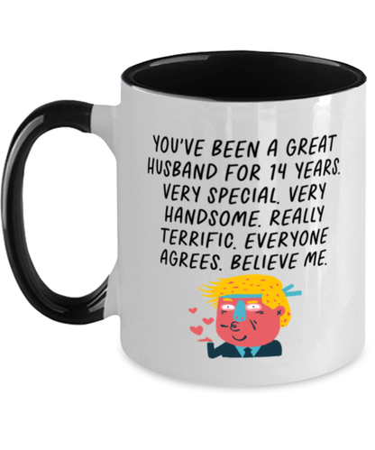 14th Anniversary 14 Year Husband Funny Mug, Coffee Cup, Unique Gag Idea, Him Her