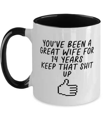 14th Anniversary 14 Year Wife Funny Mug, Coffee Cup, Unique Gag Idea, Him Her