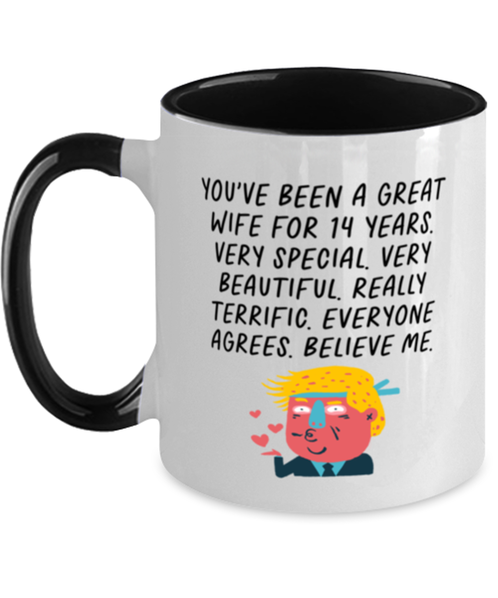 14th Anniversary 14 Year Wife Funny Mug, Coffee Cup, Unique Gag Idea, Him Her