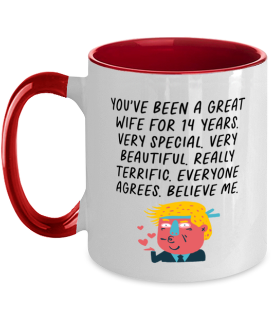 14th Anniversary 14 Year Wife Funny Mug, Coffee Cup, Unique Gag Idea, Him Her