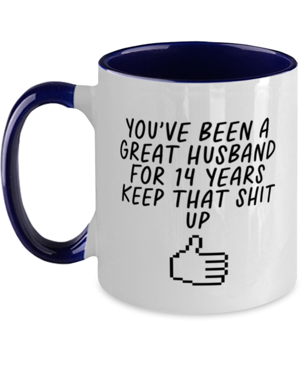 14th Anniversary 14 Year Husband Funny Mug, Coffee Cup, Unique Gag Idea, Him Her