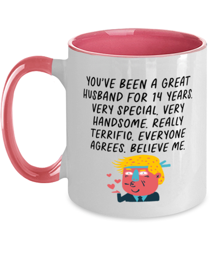 14th Anniversary 14 Year Husband Funny Mug, Coffee Cup, Unique Gag Idea, Him Her