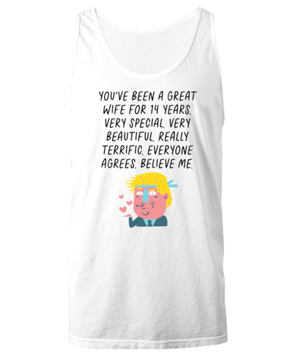 14th Anniversary 14 Year Wife Funny Tank Top, Unisex, Unique Gag Idea, Him Her