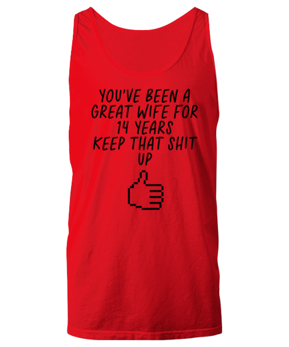 14th Anniversary 14 Year Wife Funny Tank Top, Unisex, Unique Gag Idea, Him Her