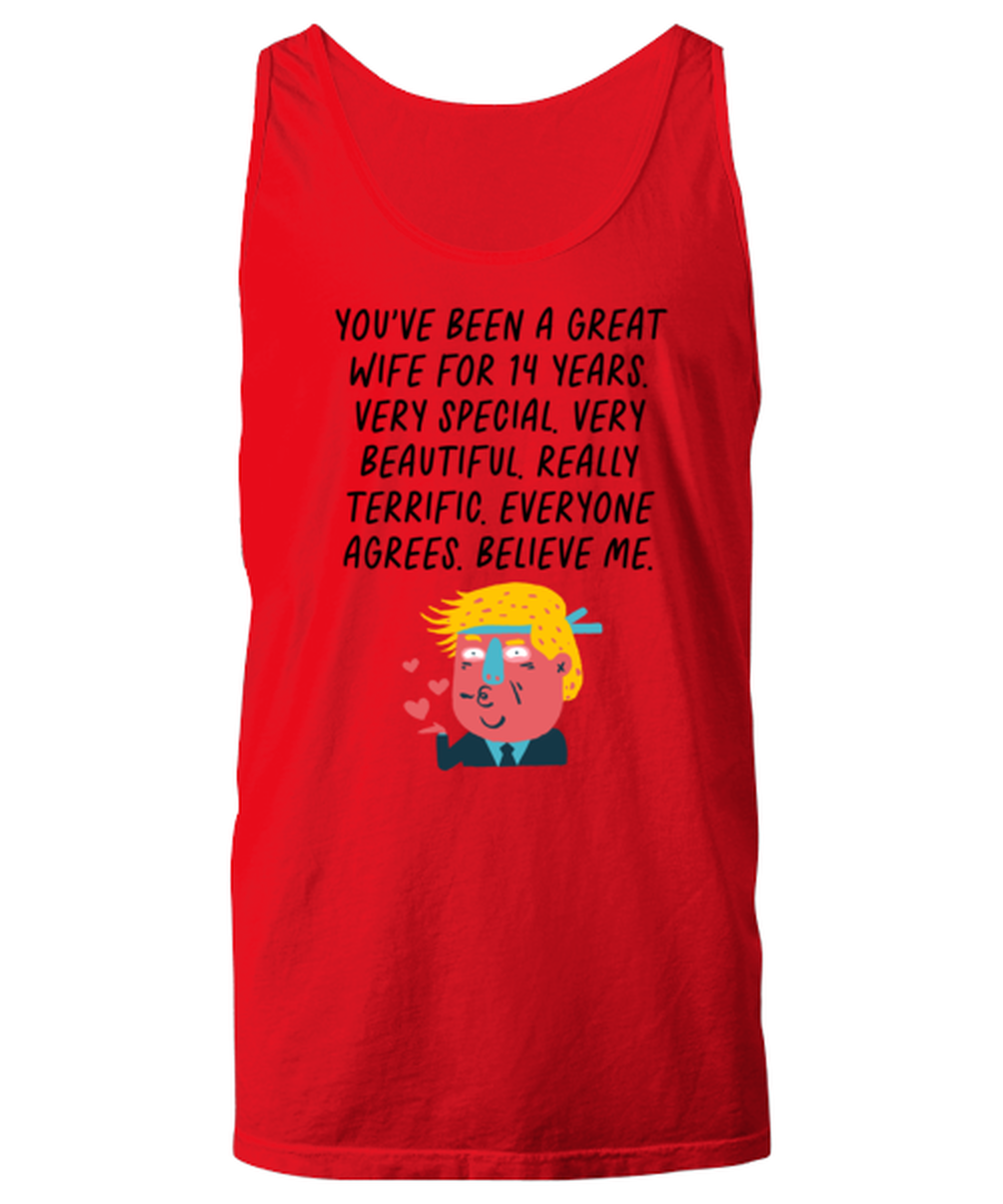 14th Anniversary 14 Year Wife Funny Tank Top, Unisex, Unique Gag Idea, Him Her