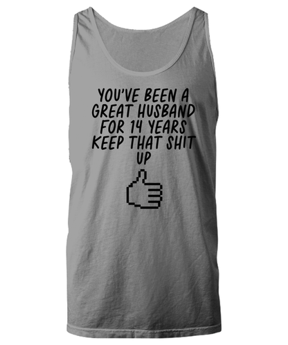 14th Anniversary 14 Year Husband Funny Tank Top, Unisex, Unique Gag Idea, Him Her