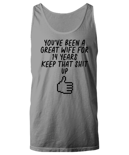 14th Anniversary 14 Year Wife Funny Tank Top, Unisex, Unique Gag Idea, Him Her