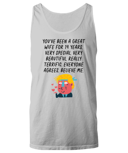 14th Anniversary 14 Year Wife Funny Tank Top, Unisex, Unique Gag Idea, Him Her