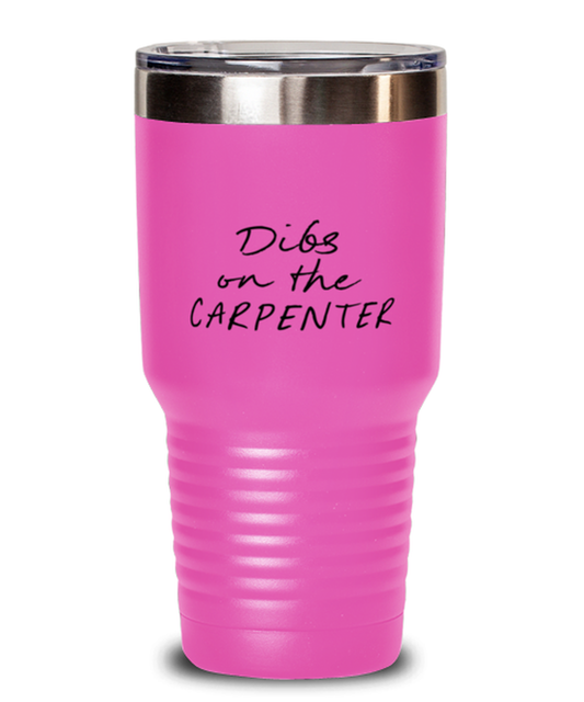 Carpenter Girlfriend Wife GF BF Boyfriend Funny Tumbler, Travel Coffee Mug, Unique Gag Idea, Him Her