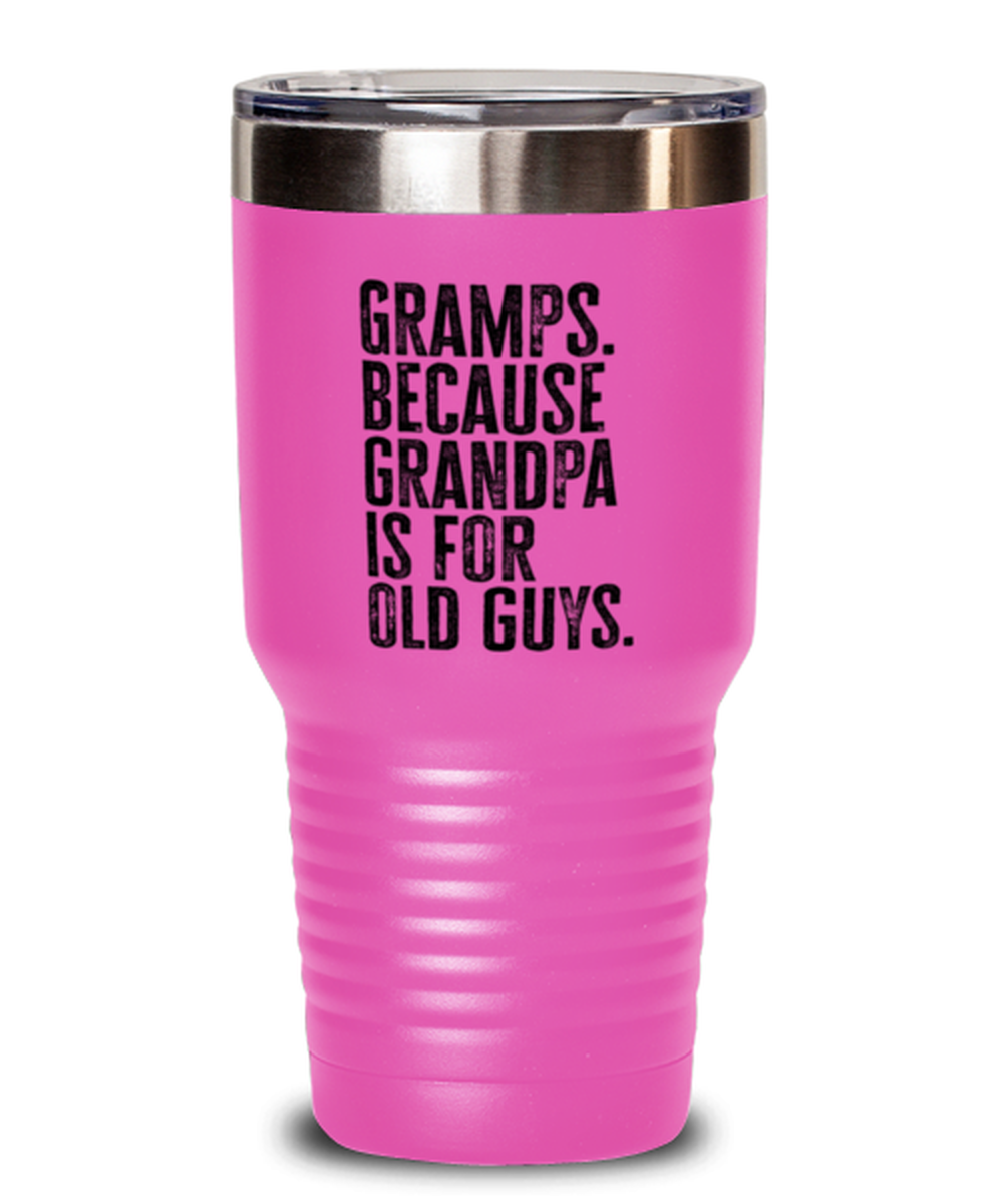 Gramps New Grandpa Fathers Day Grandfather Funny Travel Mug, Tumbler Coffee Cup, Unique Gag Idea, Him Her