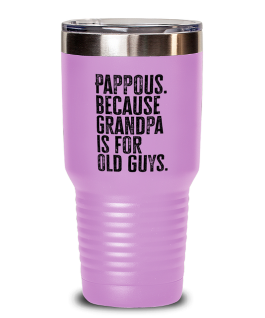 Pappous New Grandpa Fathers Day Grandfather Funny Travel Mug, Tumbler Coffee Cup, Unique Gag Idea, Him Her