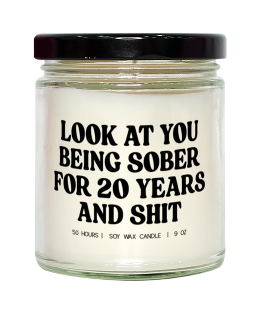 20 Years Sober Sobriety Anniversary Recovery Funny Candle, Gifts, Scented, Home Office Decor, Unique Gag Idea, Men Women