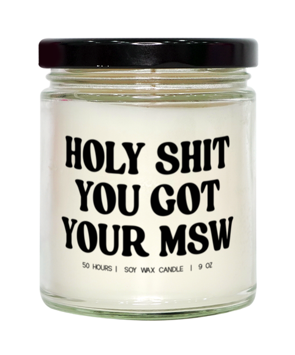 MSW Graduation Social Worker Funny Candle, Gifts, Scented, Home Office Decor, Unique Gag Idea, Men Women