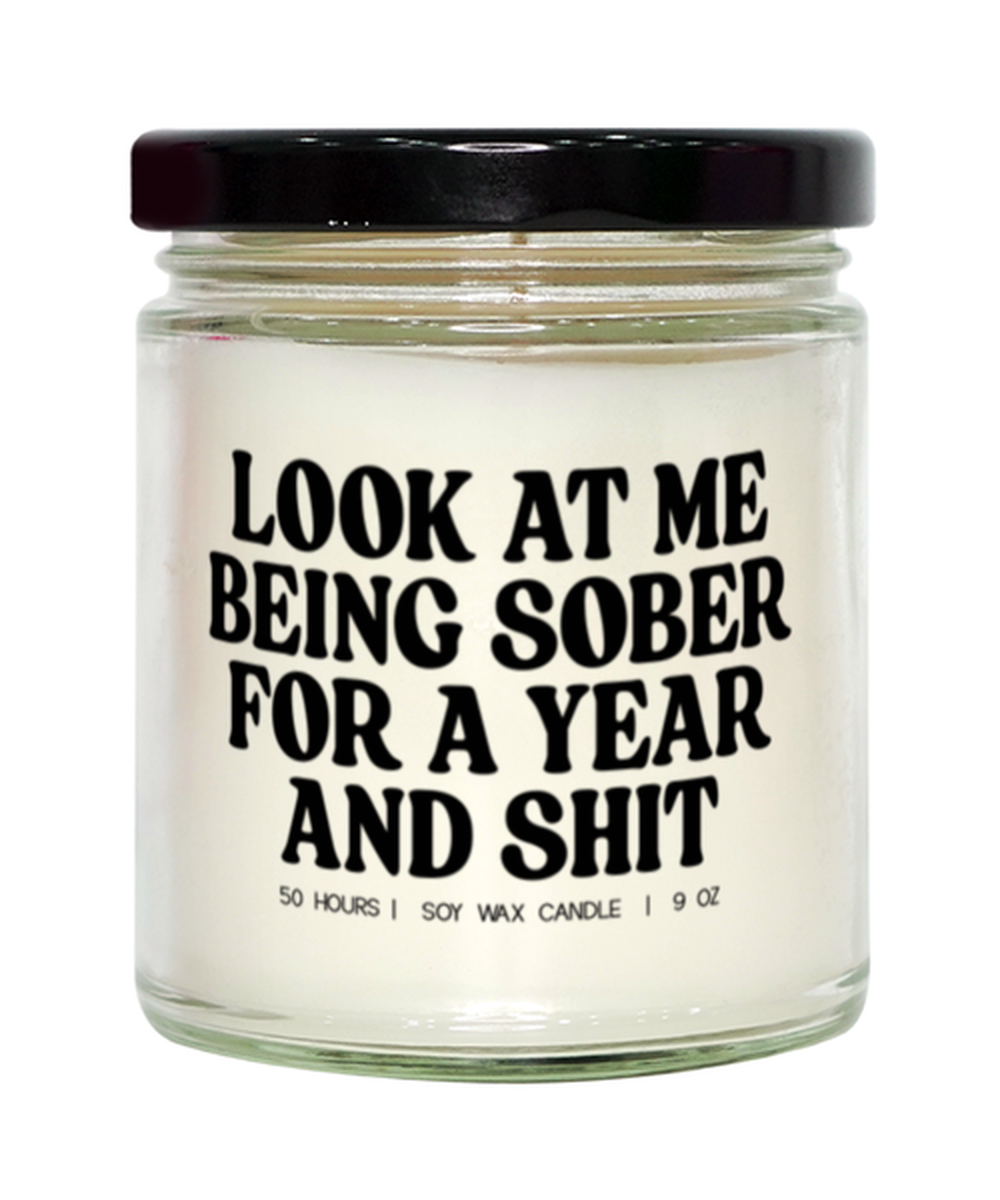 1 Year Sober Sobriety Anniversary Clean Recovery Funny Candle, Gifts, Home Office Decor, Unique Gag Idea, Him Her