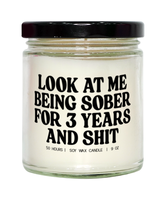 3 Years Sober Sobriety Anniversary Clean Recovery Funny Candle, Gifts, Home Office Decor, Unique Gag Idea, Him Her