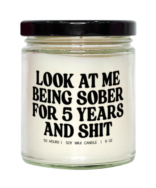 5 Years Sober Sobriety Anniversary Clean Recovery Funny Candle, Gifts, Home Office Decor, Unique Gag Idea, Him Her