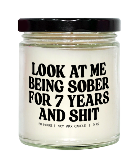 7 Years Sober Sobriety Anniversary Clean Recovery Funny Candle, Gifts, Home Office Decor, Unique Gag Idea, Him Her