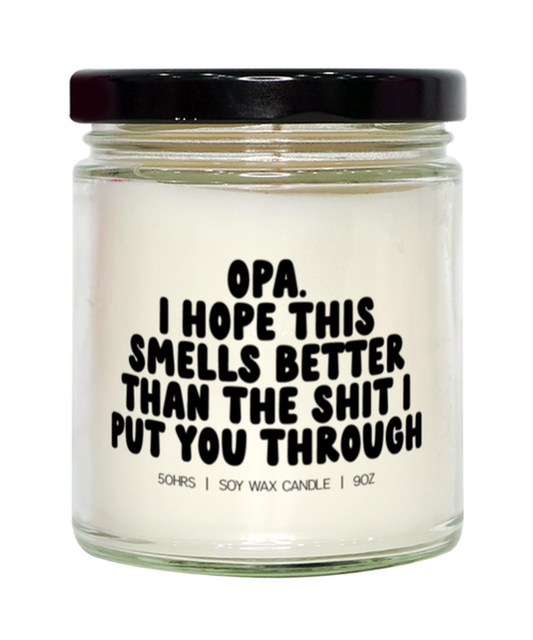 Opa Birthday Father's Day Grandpa from Granddaughter Funny Candle, Gifts, Home Office Decor, Unique Gag Idea, Him Her