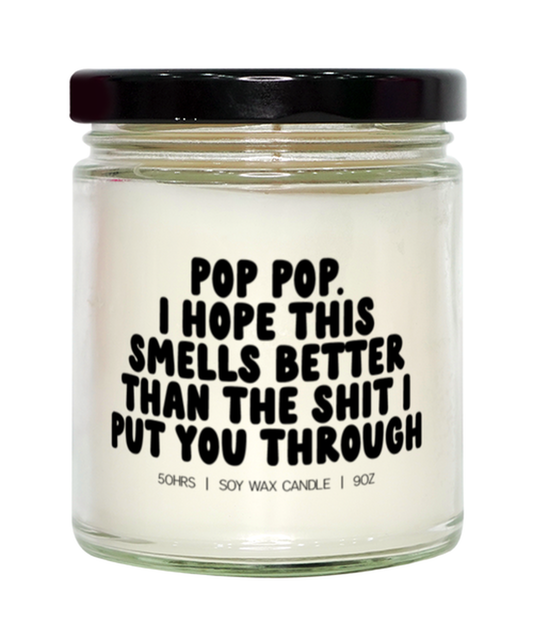 Pop Pop Birthday Father's Day Grandpa from Granddaughter Funny Candle, Gifts, Home Office Decor, Unique Gag Idea, Him Her