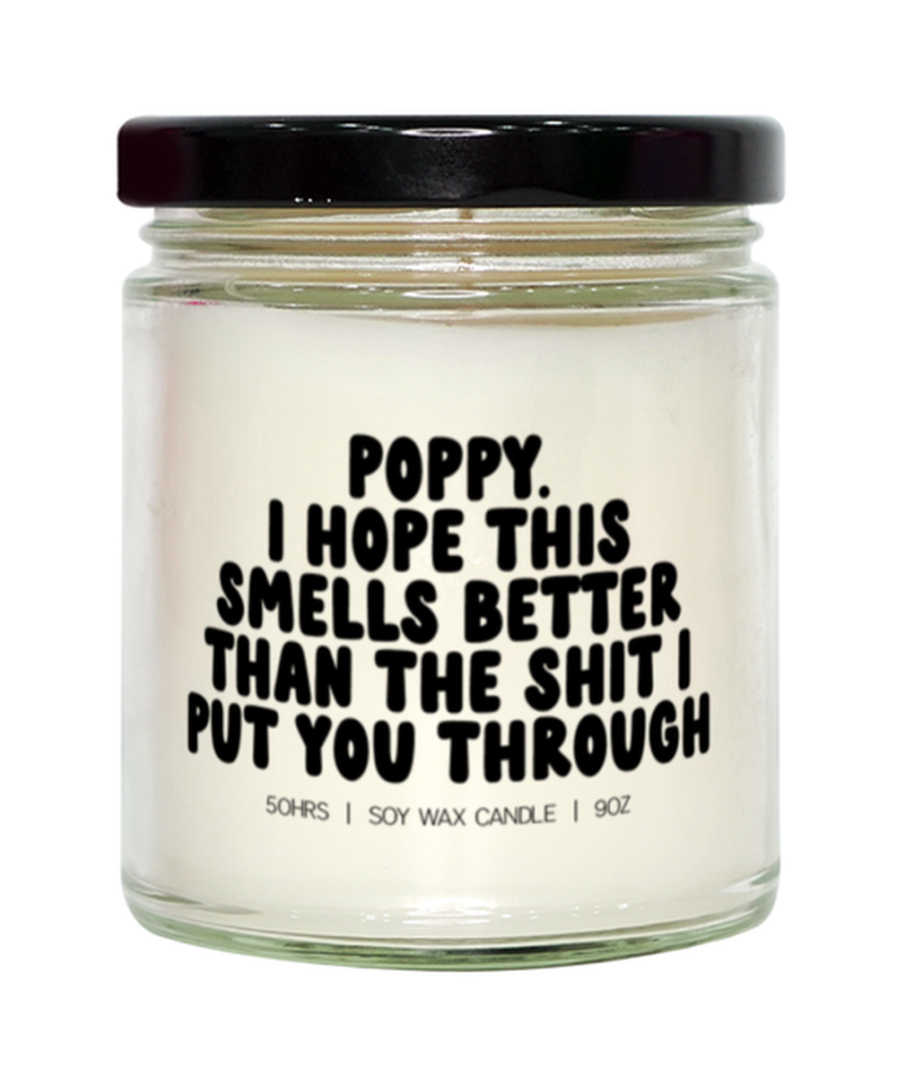 Poppy Birthday Father's Day Grandpa from Granddaughter Funny Candle, Gifts, Home Office Decor, Unique Gag Idea, Him Her