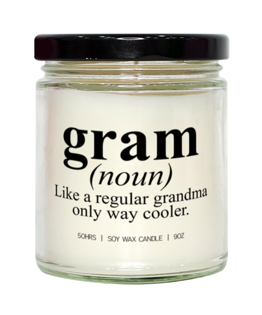 Gram Grandma Grandmother Mothers Day Definition Candle, Gifts, Home Office Decor, Unique Gag Idea, Him Her