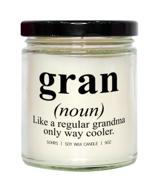 Gran Grandma Grandmother Mothers Day Definition Candle, Gifts, Home Office Decor, Unique Gag Idea, Him Her