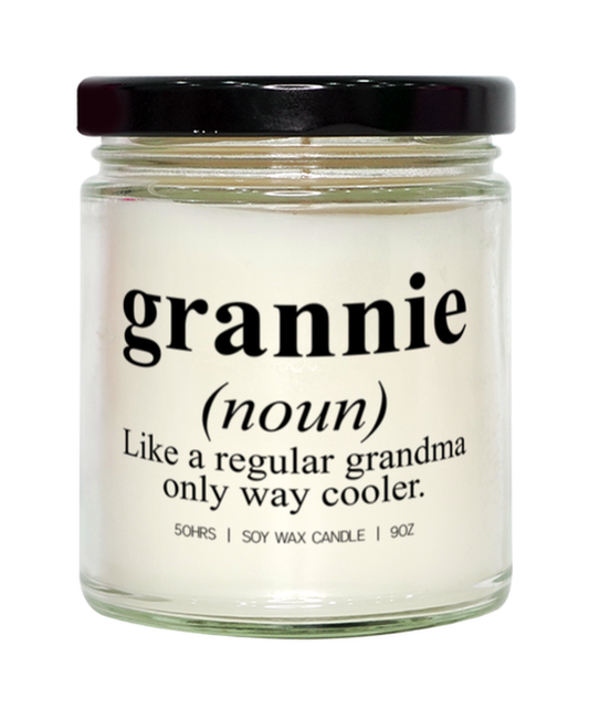 Grannie Grandma Grandmother Mothers Day Definition Candle, Gifts, Home Office Decor, Unique Gag Idea, Him Her