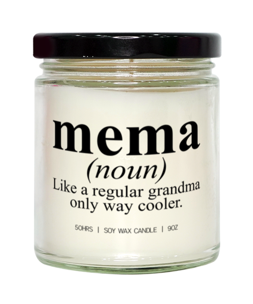 Mema Grandma Grandmother Mothers Day Definition Candle, Gifts, Home Office Decor, Unique Gag Idea, Him Her