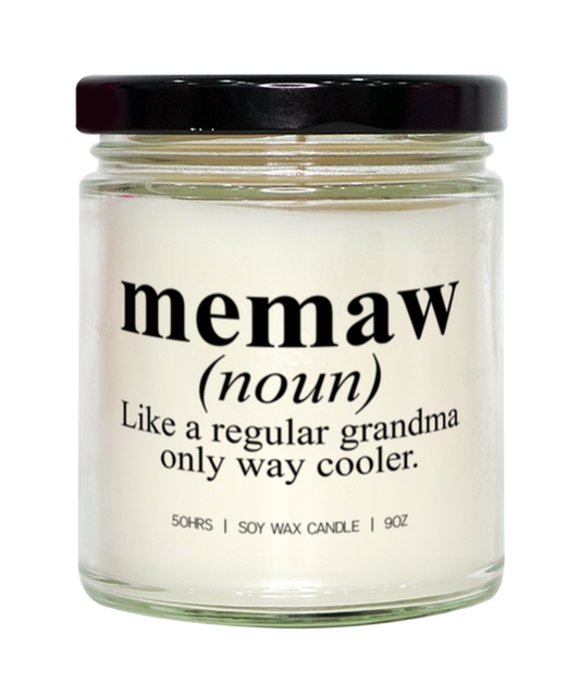 memaw Grandma Grandmother Mothers Day Definition Candle, Gifts, Home Office Decor, Unique Gag Idea, Him Her