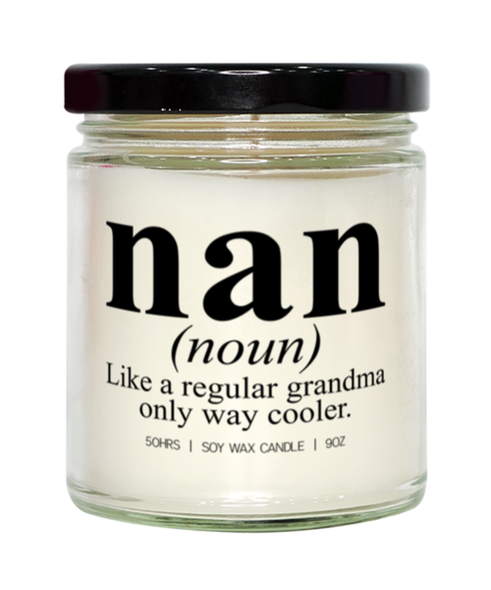 Nan Grandma Grandmother Mothers Day Definition Candle, Gifts, Home Office Decor, Unique Gag Idea, Him Her