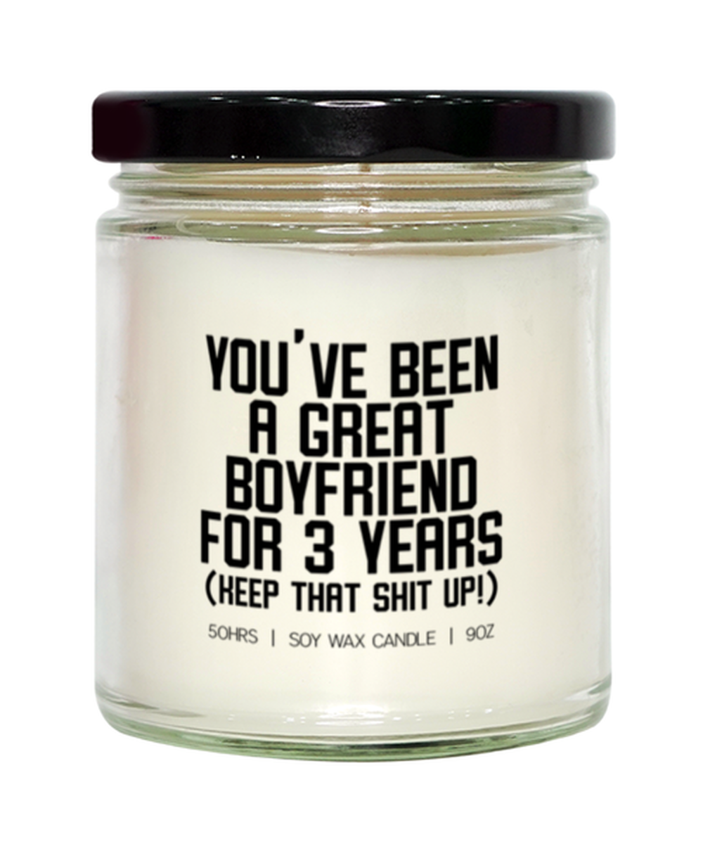 3 Year Anniversary Boyfriend Dating Candle, Gifts, Home Office Decor, Unique Gag Idea, Him Her